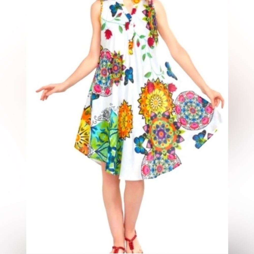 Seven Islands Multicolored Floral Print Midi Tank Dress 1X‎